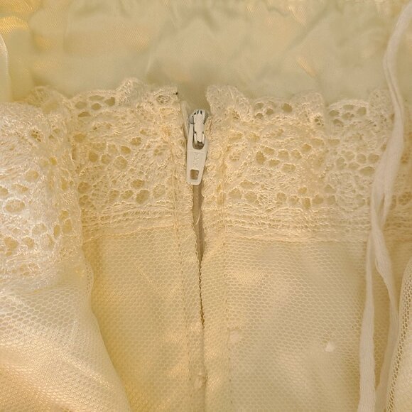 Vintage Handmade Satin Lace Sleeveless Tea Length Wedding Dress Cocktail Prom - Picture 11 of 12